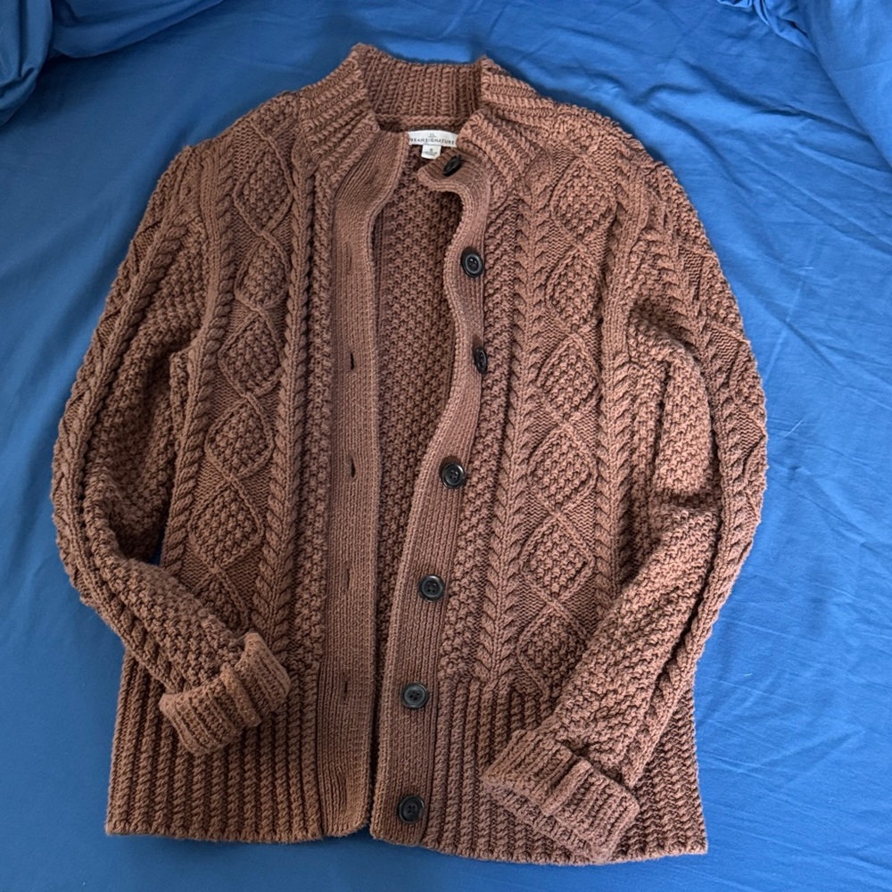 L.L. Bean Brown Cable Knit Cardigan